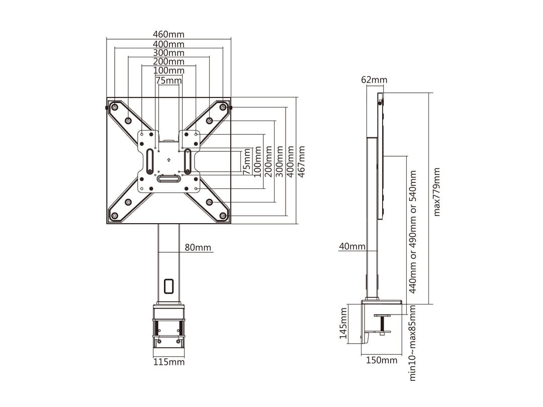 Multibrackets M Deskmount XL Black for Monitors up to 55"