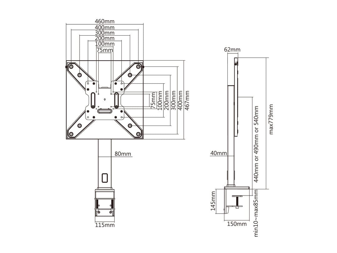 Multibrackets M Deskmount XL White for Monitors up to 55"