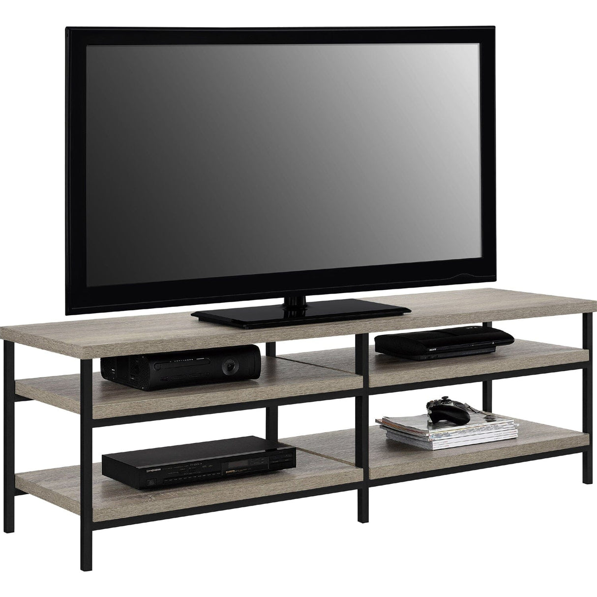 Dorel Home Elmwood Range TV Stand in Distressed Grey Oak