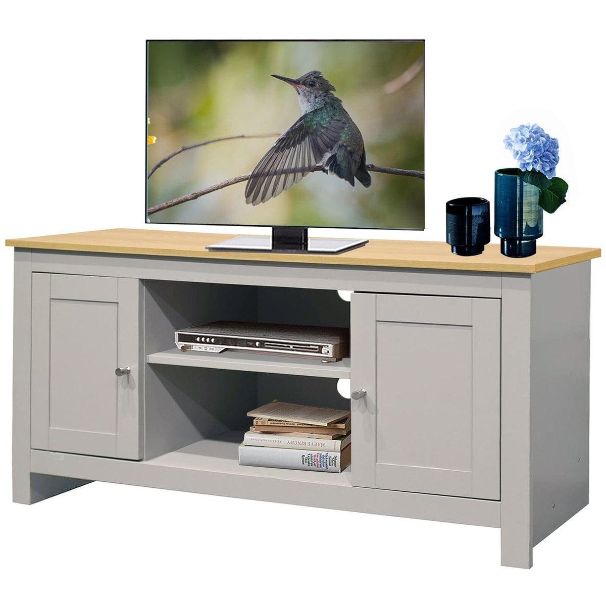 LOFT24 Emerald 2 Door TV Stand in Grey and Oak