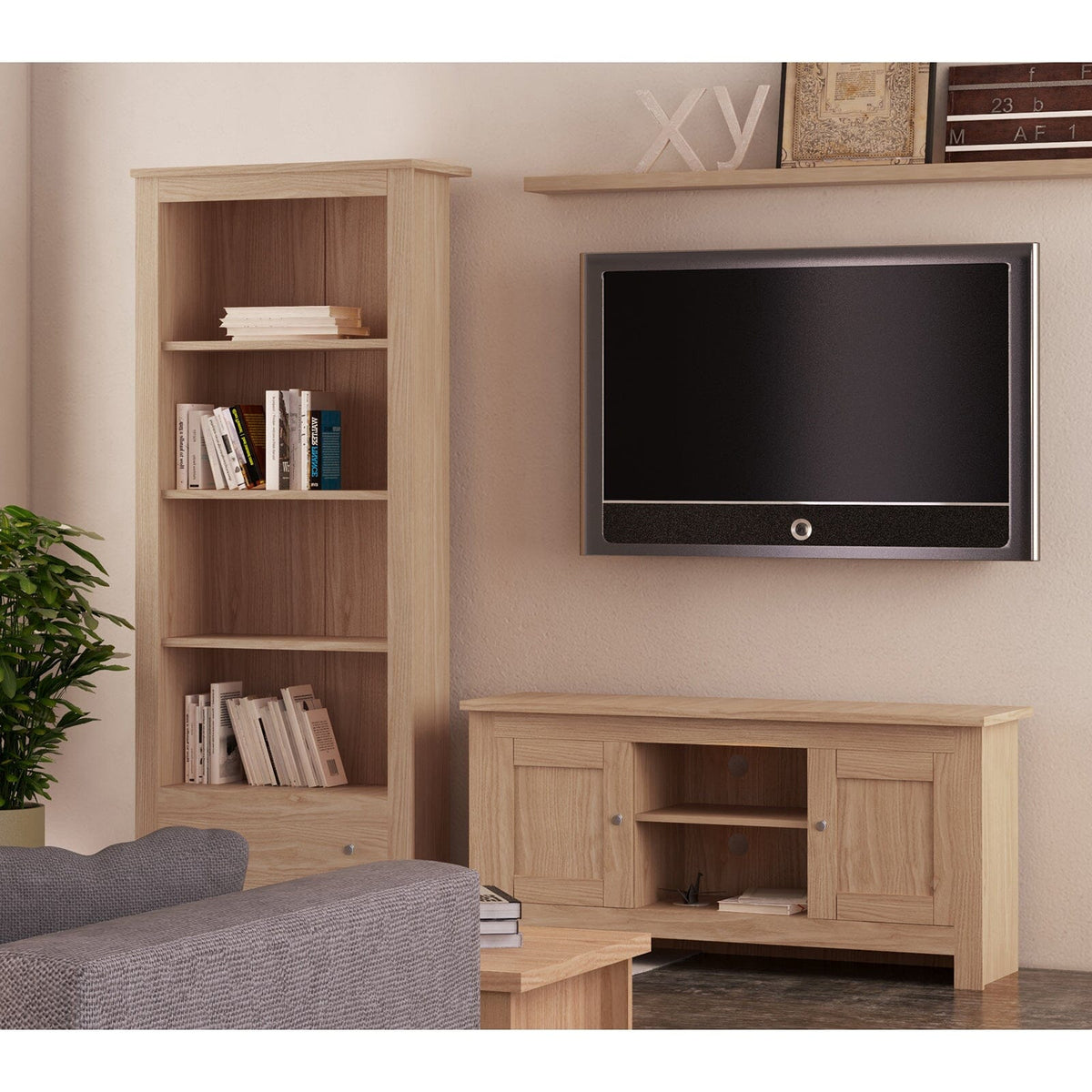 LOFT24 Emerald 2 Door TV Stand in Oak