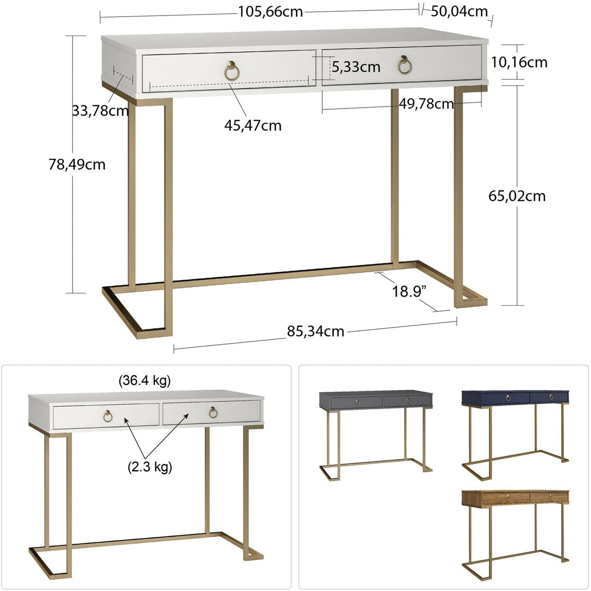 CosmoLiving Camila Writing Desk White