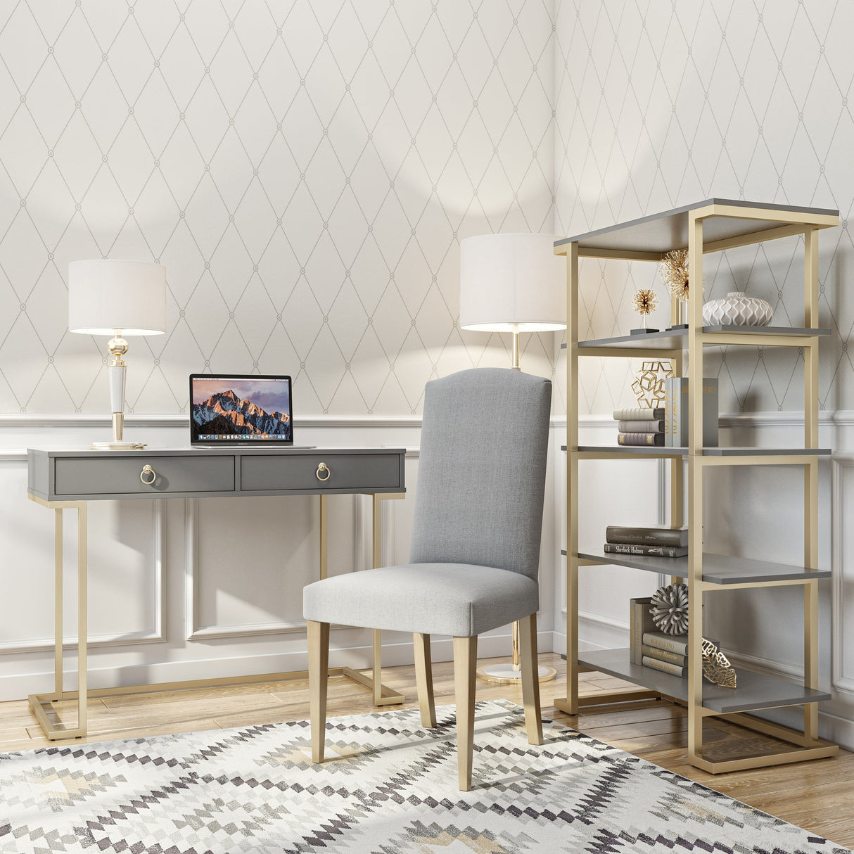 CosmoLiving Camila Writing Desk Graphite Grey