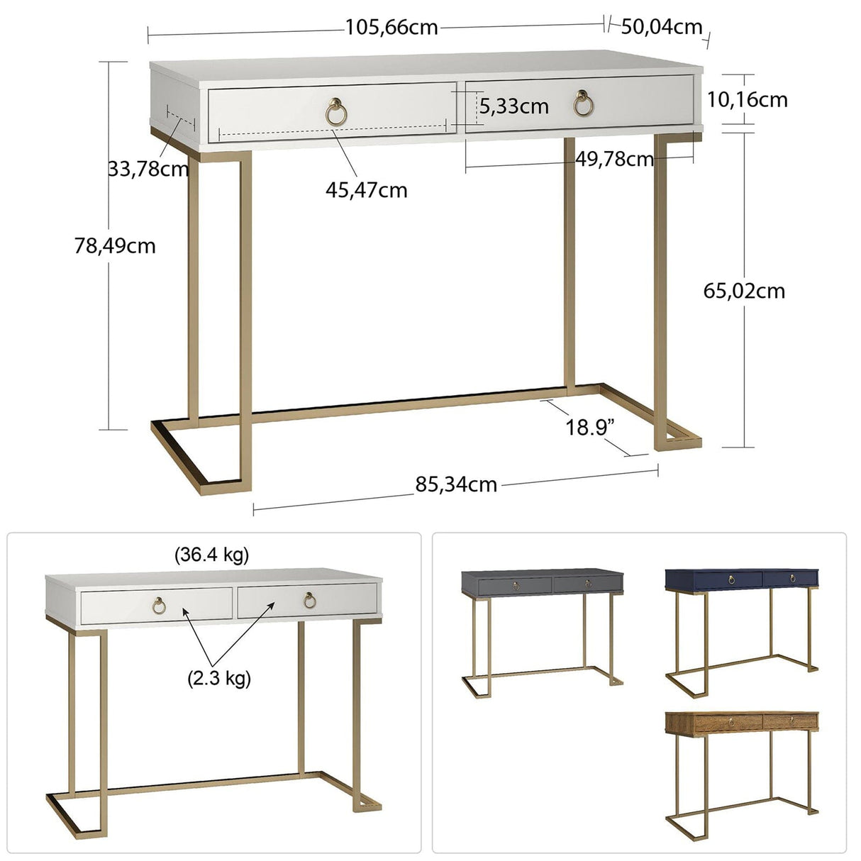 CosmoLiving Camila Writing Desk Graphite Grey