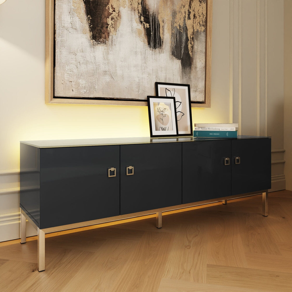 Frank Olsen Lyra Midnight Black TV Stand for Screens up to 70 inch