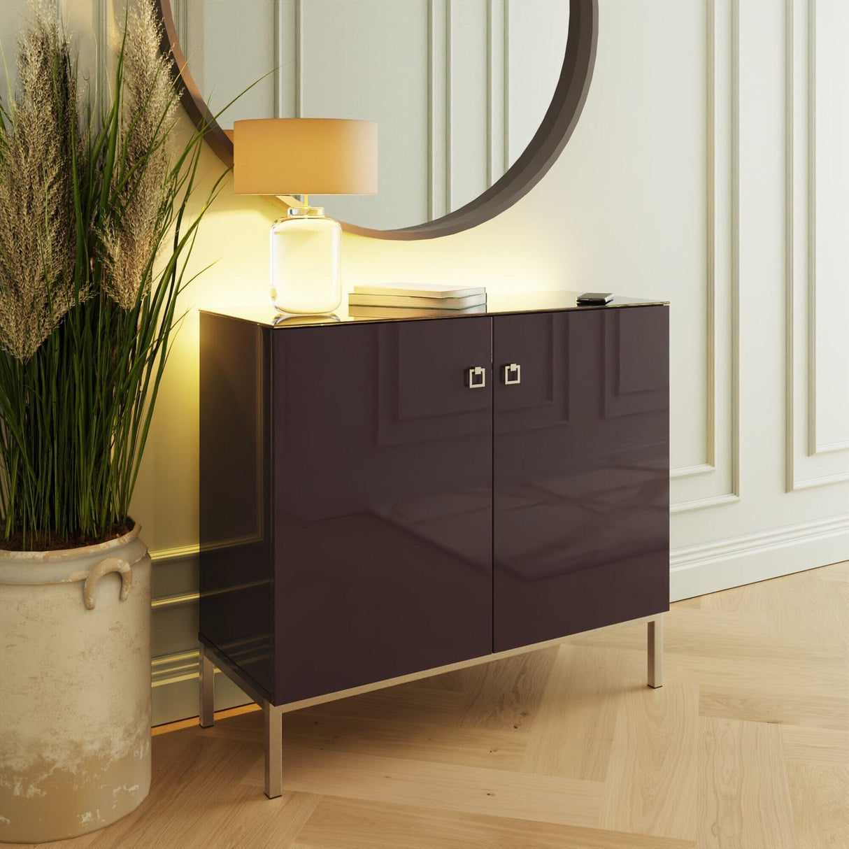 Frank Olsen Lyra Plum Black Tall Sideboard with Mood Lighting