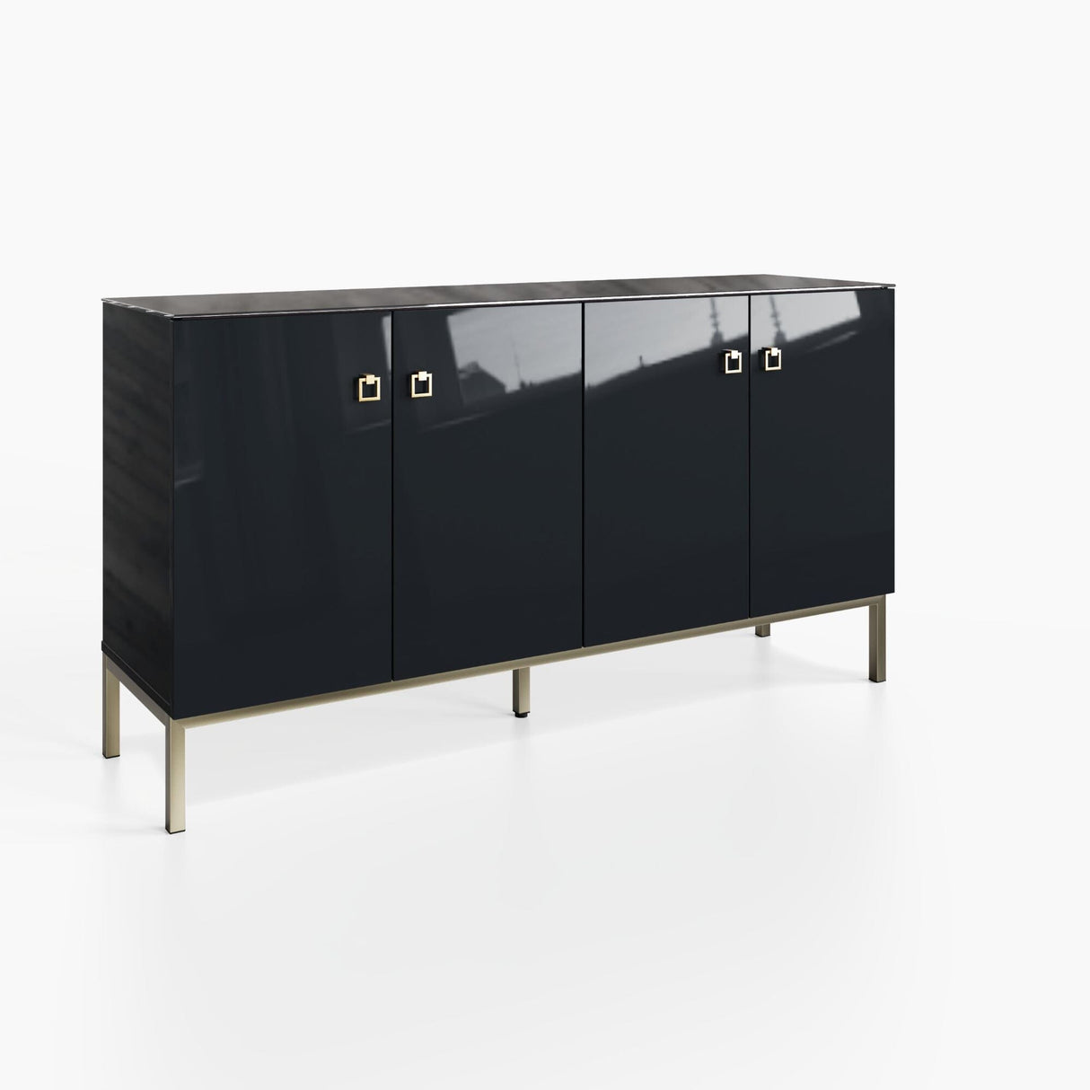 Frank Olsen Lyra Midnight Black Sideboard with Mood Lighting & Wireless Phone Charging