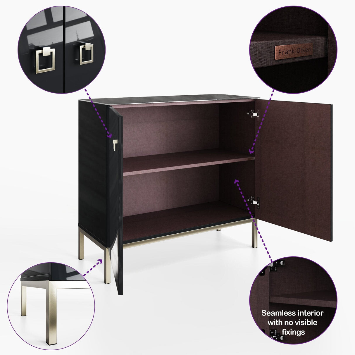 Frank Olsen Lyra Plum Black Tall Sideboard with Mood Lighting