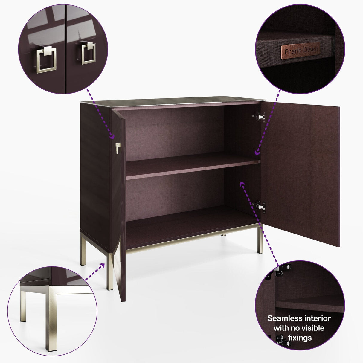 Frank Olsen Lyra Plum Black Tall Sideboard with Mood Lighting