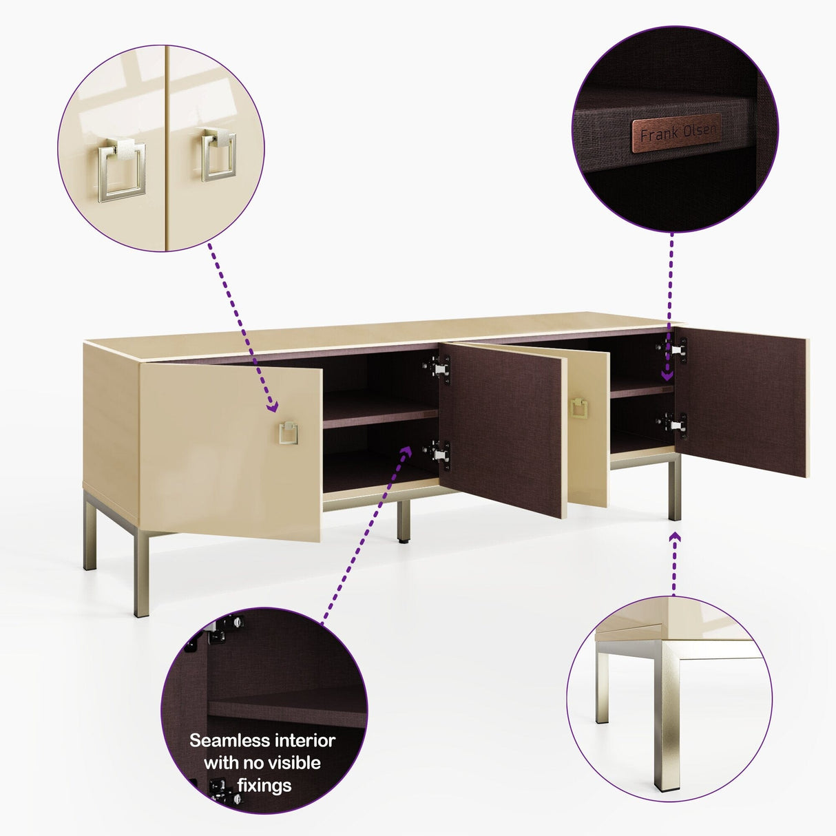 Frank Olsen Lyra Antique White TV Stand for Screens up to 70 inch