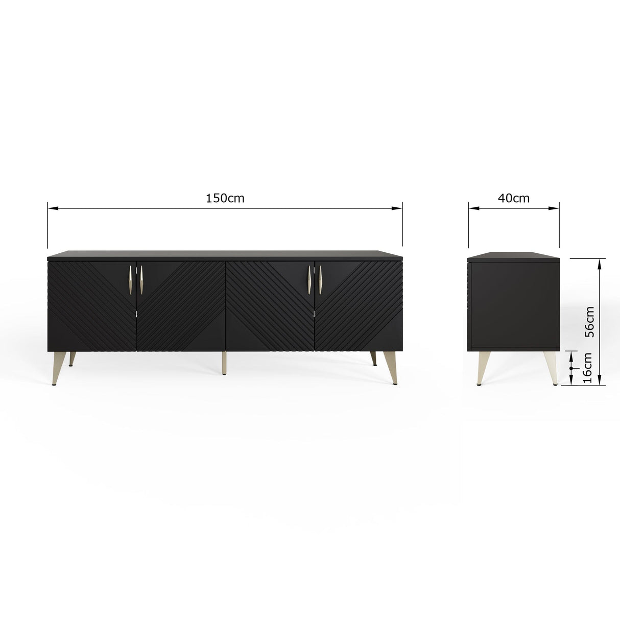Frank Olsen AVA Black TV Cabinet with Mood Lighting for TV's up to 70"