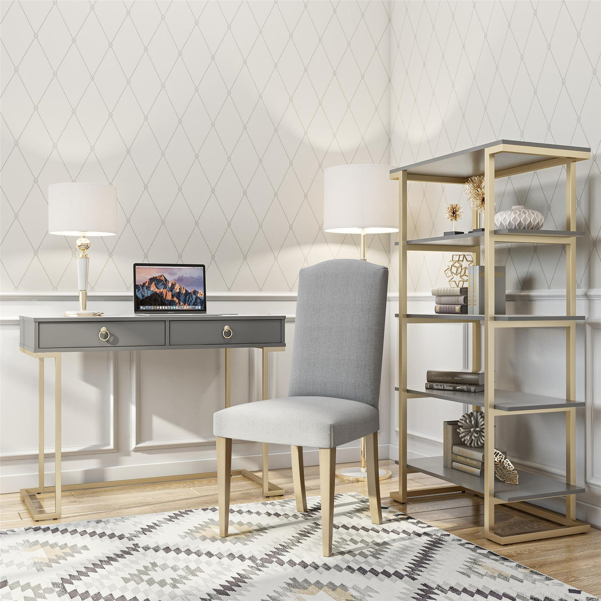 CosmoLiving Camila Writing Desk Graphite Grey