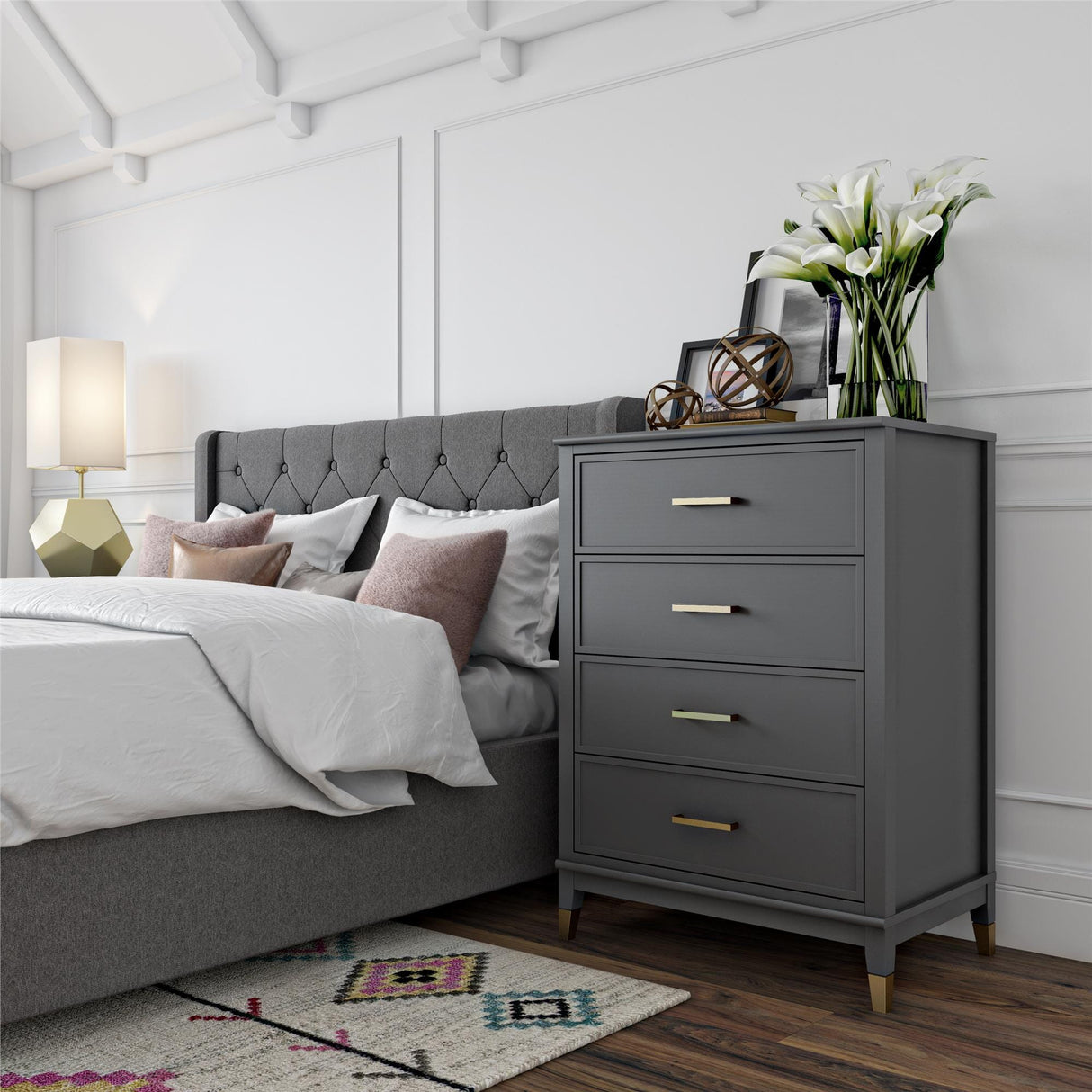 CosmoLiving Westerleigh 4 Drawer Dresser Graphite Grey