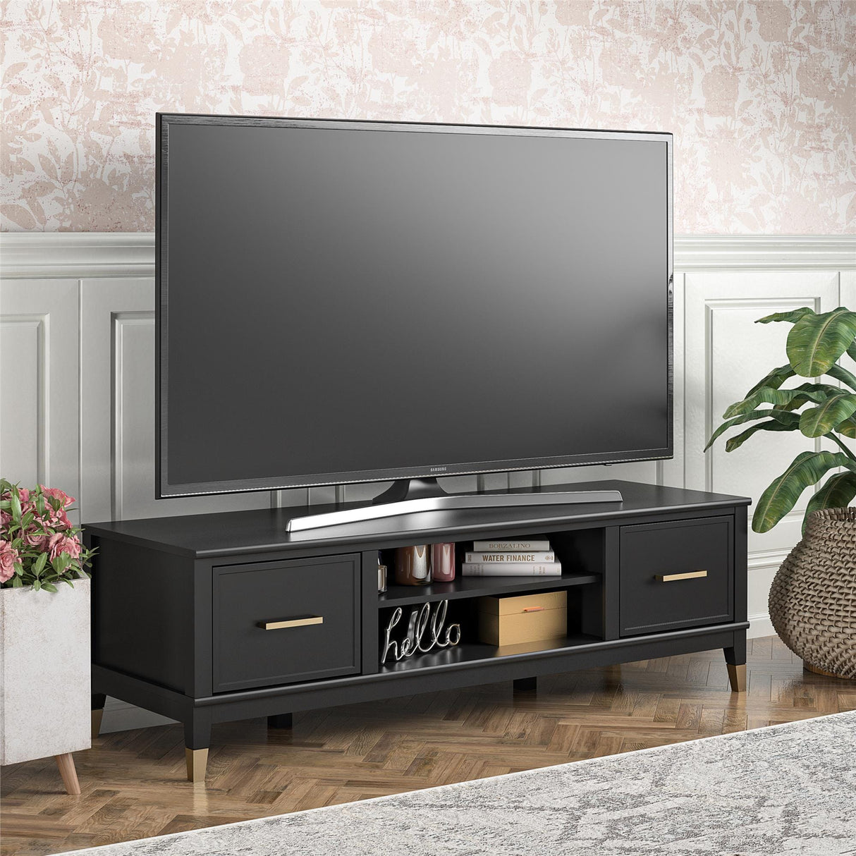CosmoLiving Westerleigh TV Stand for TVs up to 65" Black/Gold