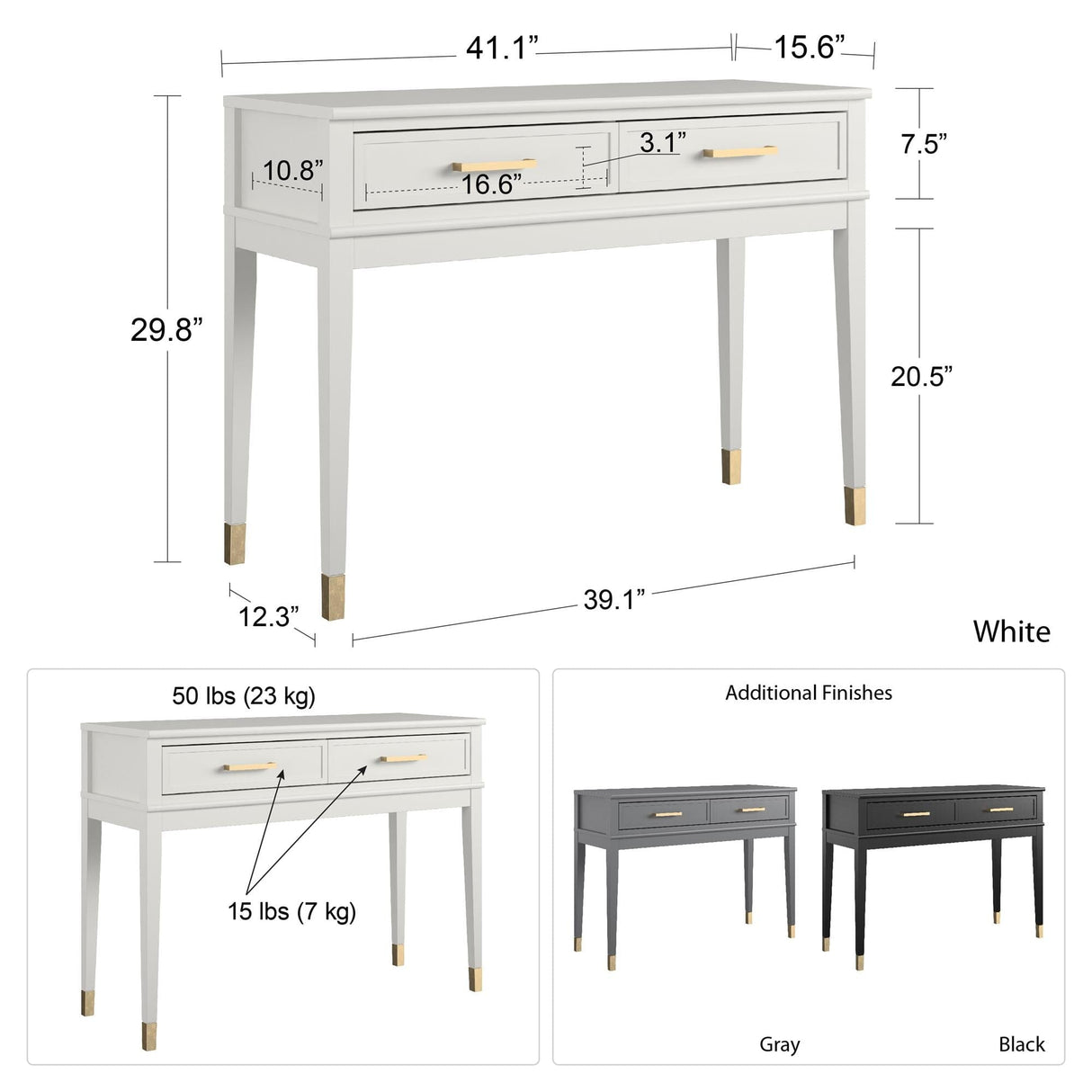 CosmoLiving WESTERLEIGH CONSOLE TABLE BLACK