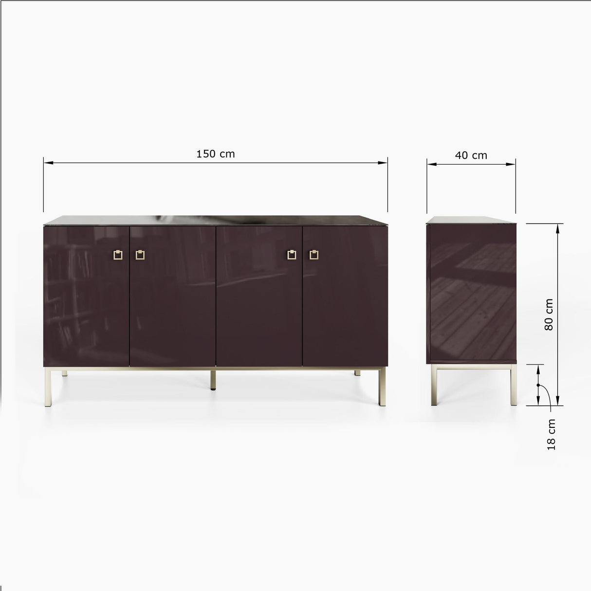 Frank Olsen Lyra Plum Black Sideboard with Mood Lighting & Wireless Phone Charging