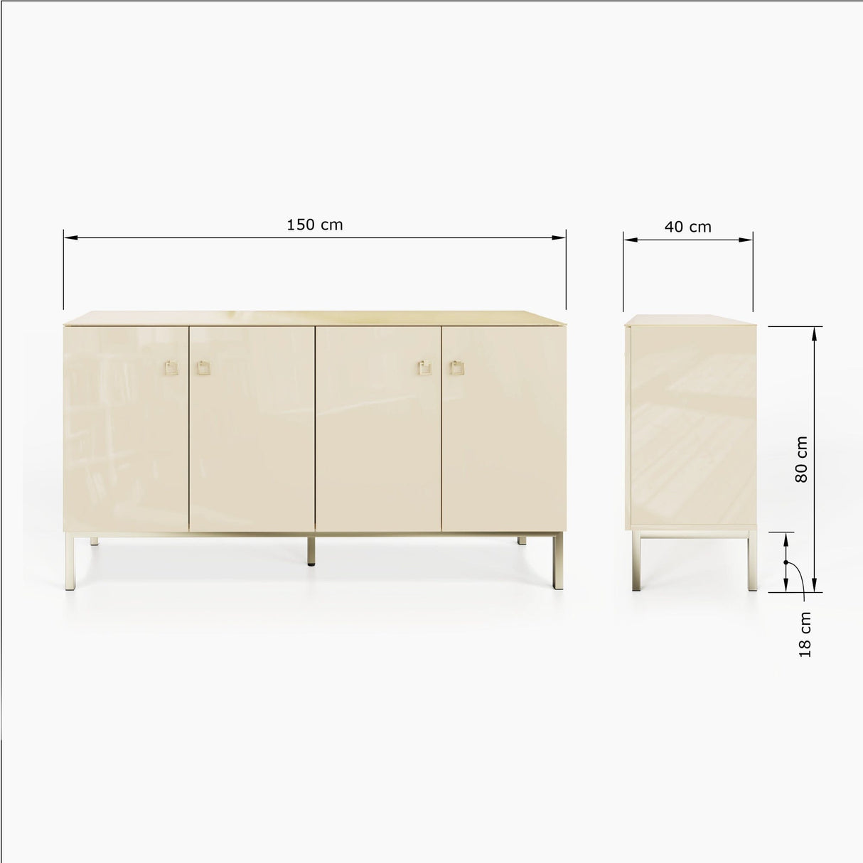 Frank Olsen Lyra Antique White Sideboard with Mood Lighting & Wireless Phone Charging