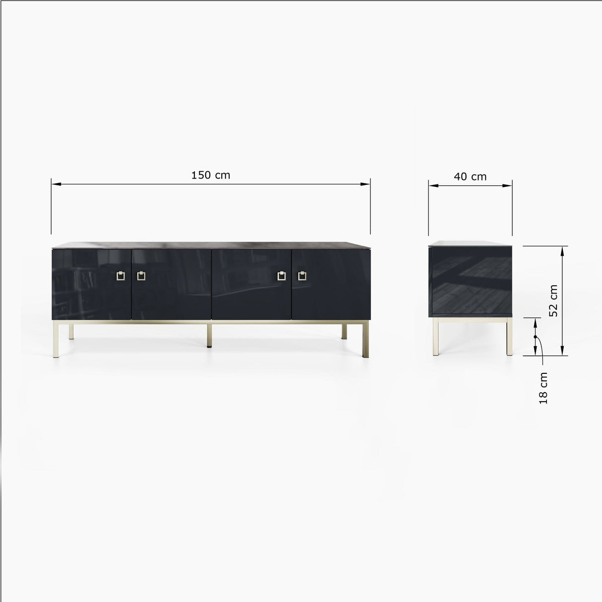 Frank Olsen Lyra Midnight Black TV Stand for Screens up to 70 inch