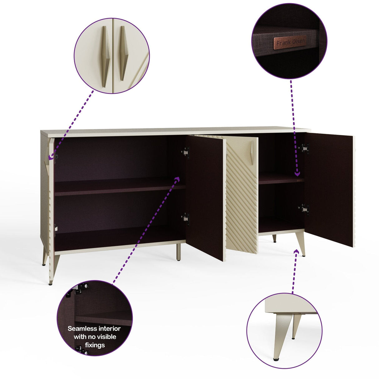 Frank Olsen AVA White TV Cabinet with Mood Lighting for TV's up to 70"