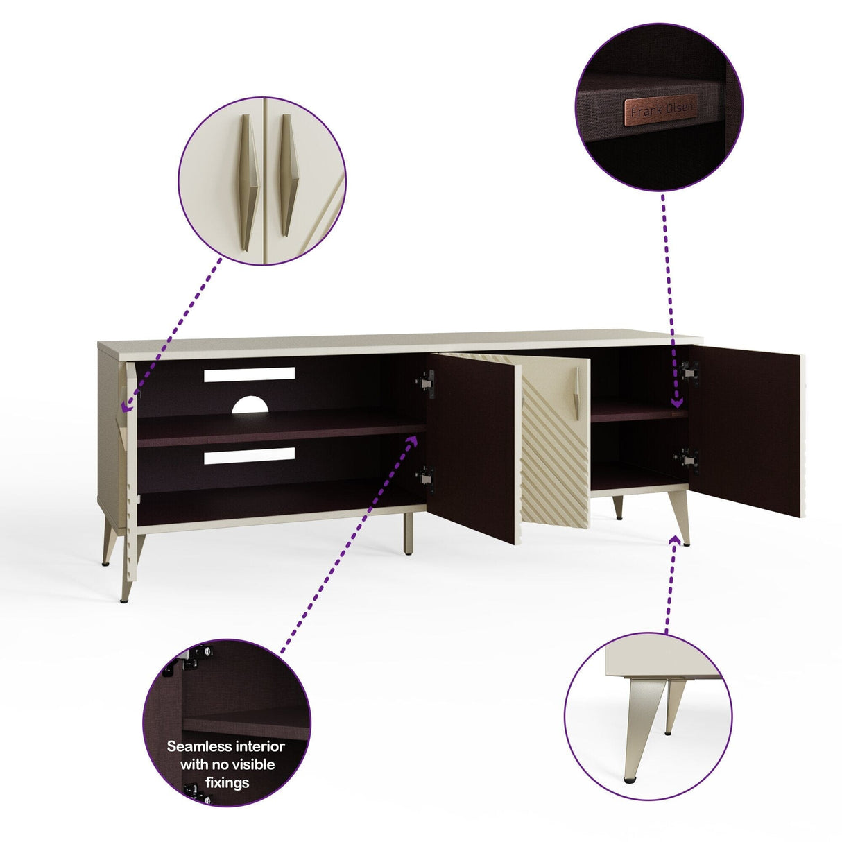 Frank Olsen AVA White TV Cabinet with Mood Lighting for TV's up to 70"