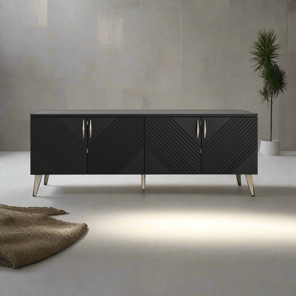 Frank Olsen AVA Black TV Cabinet with Mood Lighting for TV's up to 70"