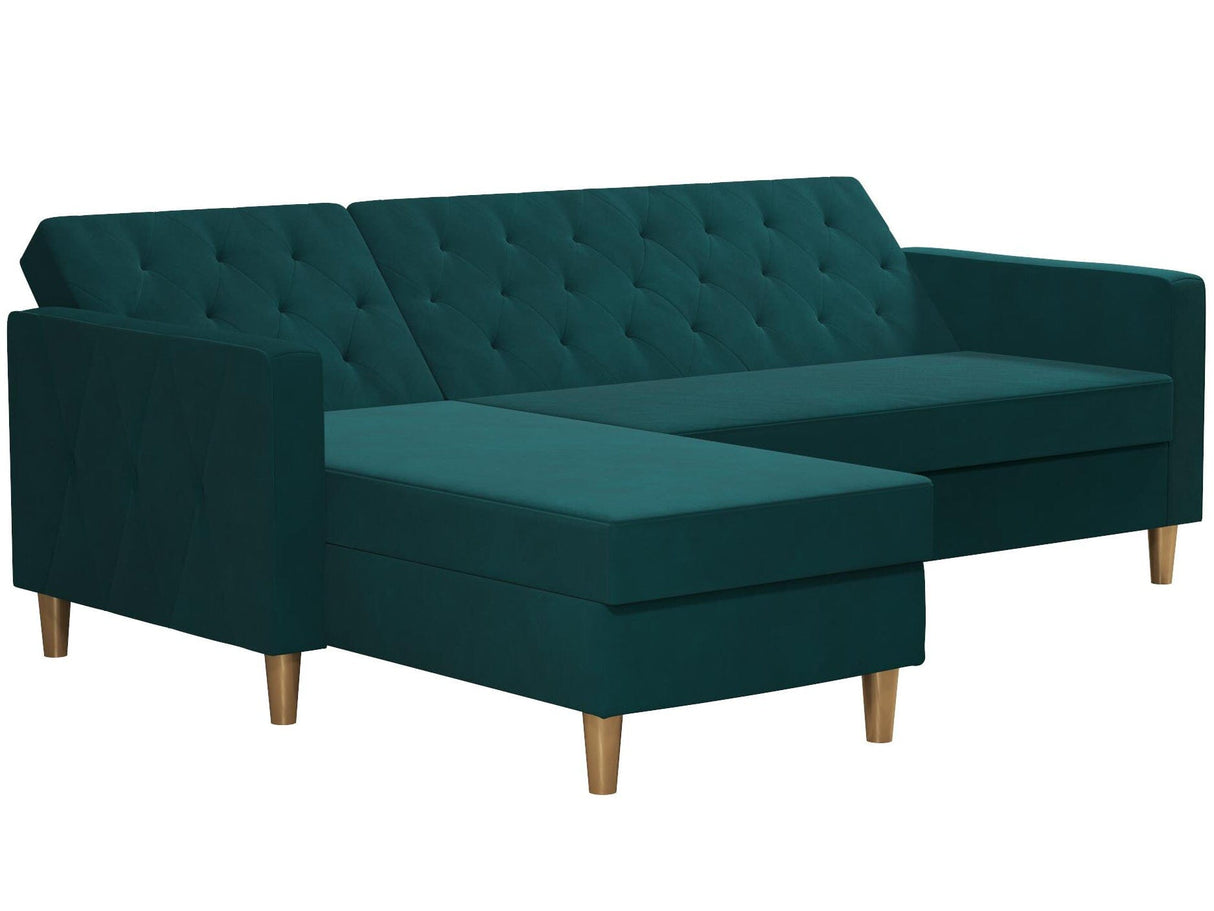CosmoLiving Liberty Sectional Sofa Bed with Storage Green