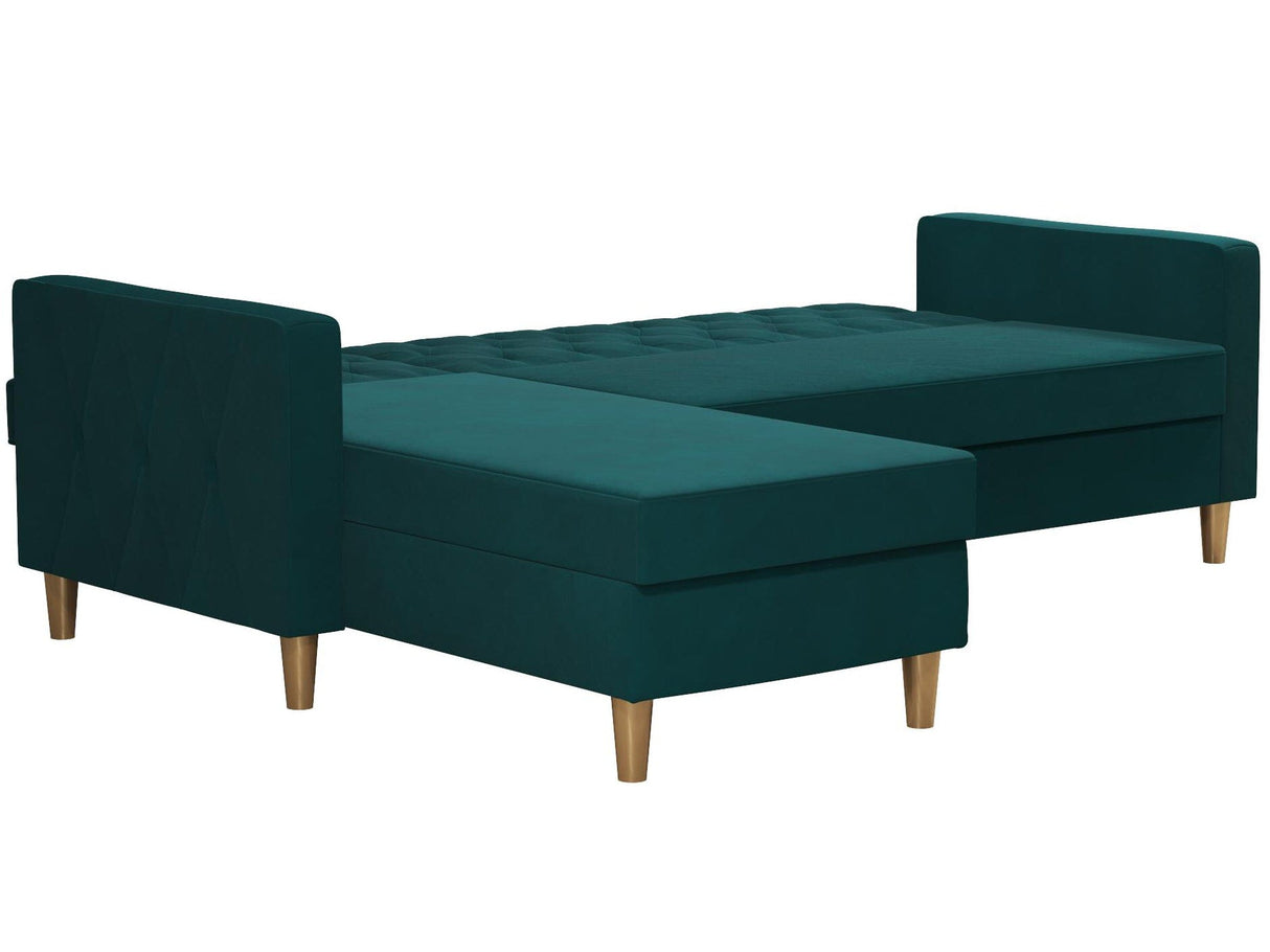 CosmoLiving Liberty Sectional Sofa Bed with Storage Green