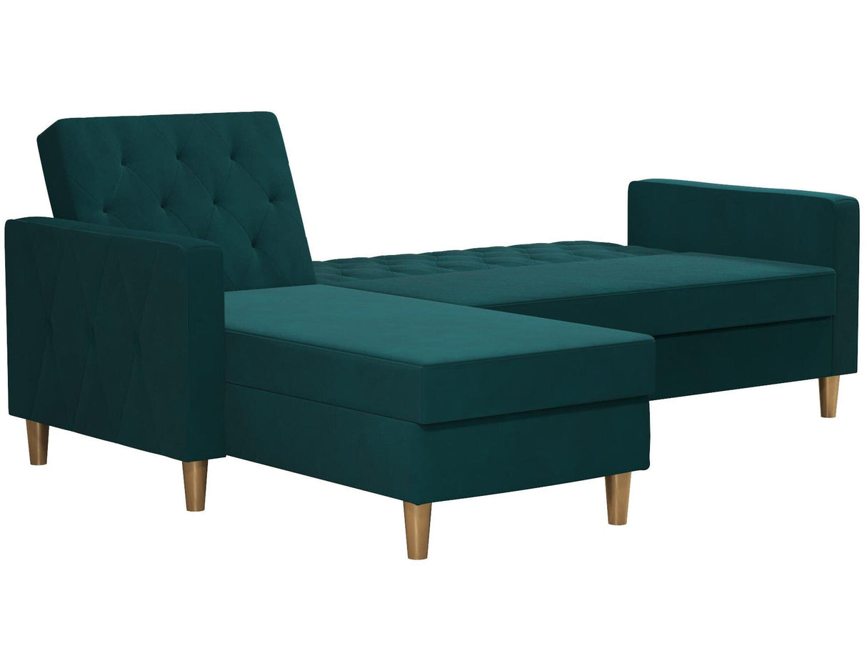 CosmoLiving Liberty Sectional Sofa Bed with Storage Green