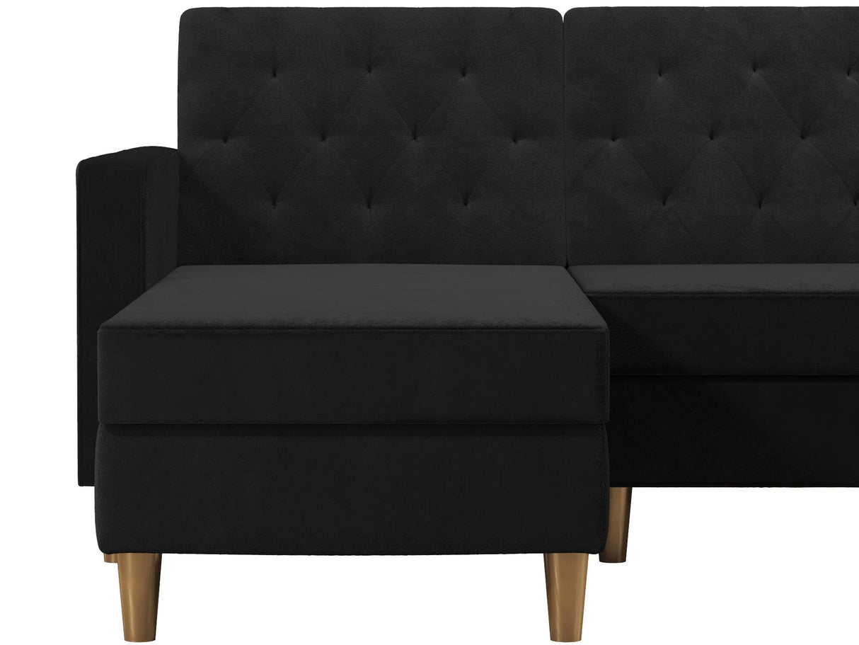 CosmoLiving Liberty Sectional Sofa Bed with Storage Black