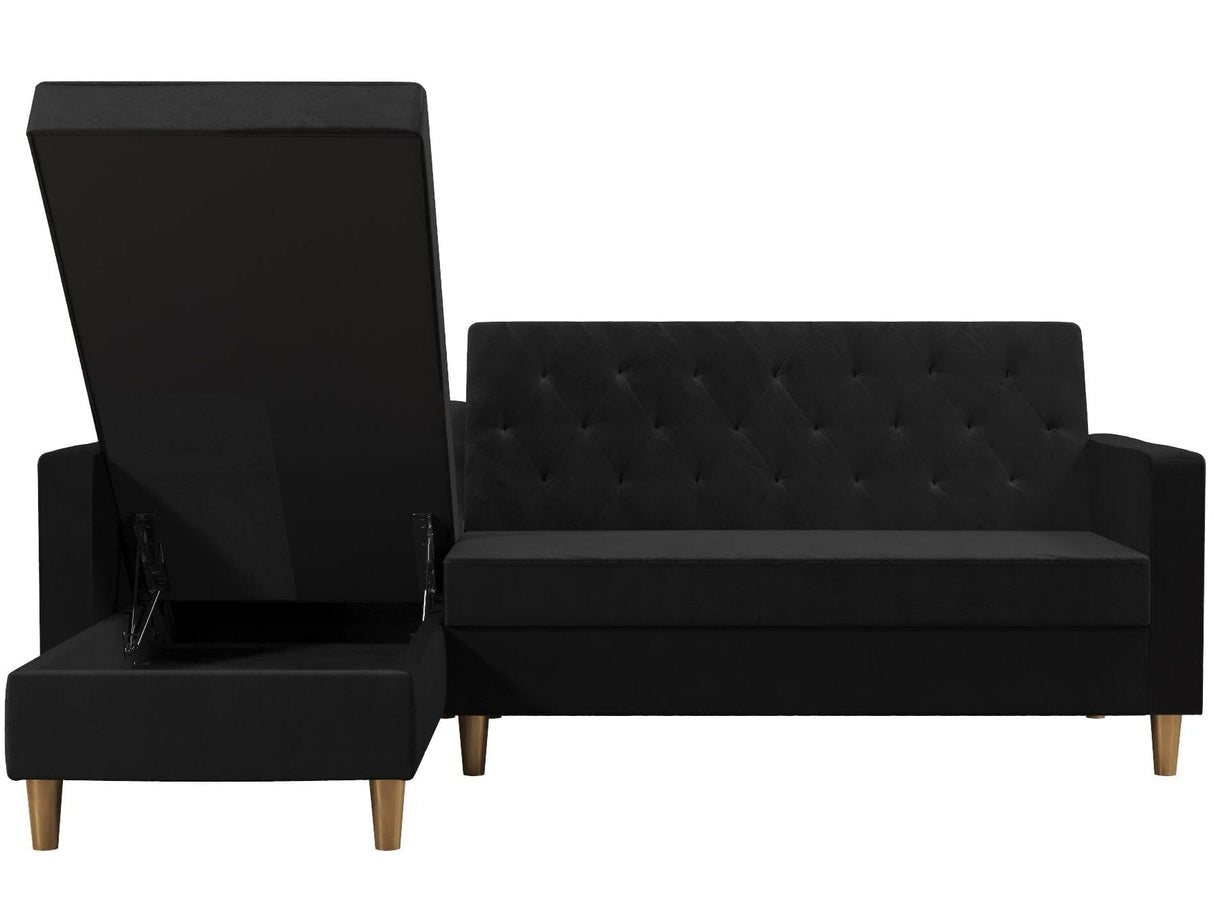 CosmoLiving Liberty Sectional Sofa Bed with Storage Black