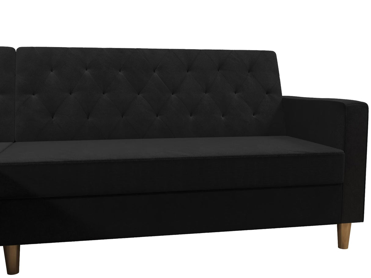 CosmoLiving Liberty Sectional Sofa Bed with Storage Black