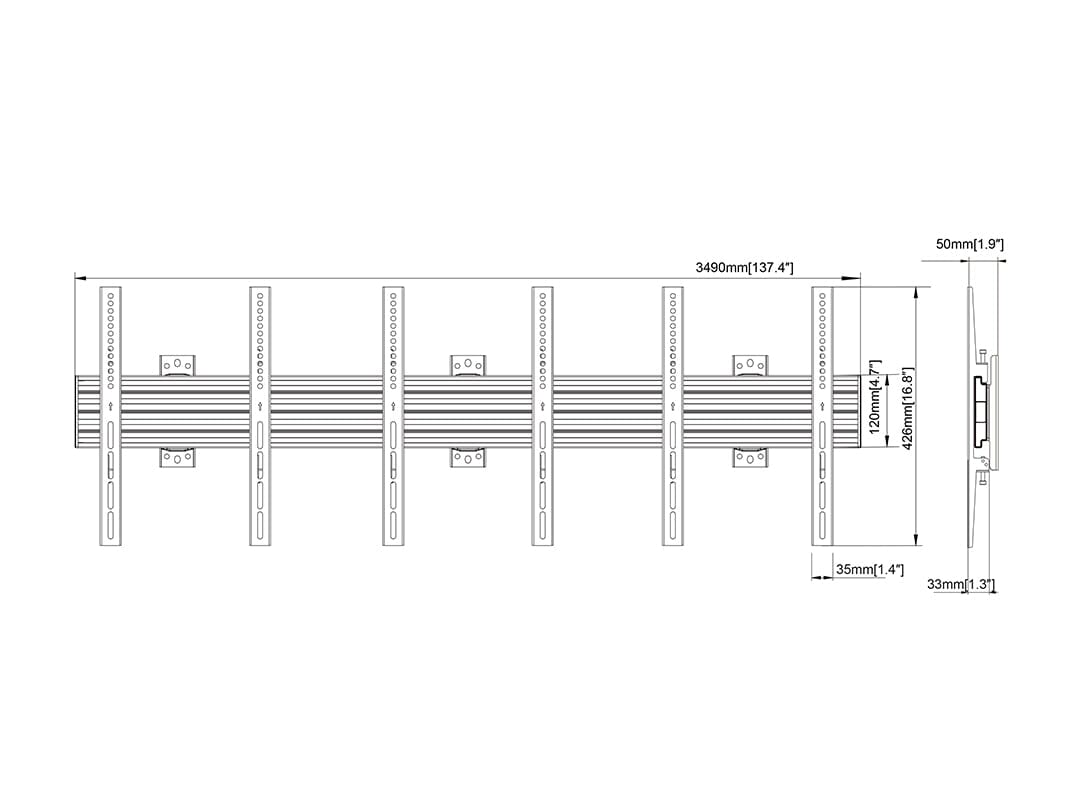 Multibrackets M Wallmount Pro MB4016 Fixed Black Triple Screen Wall Bracket