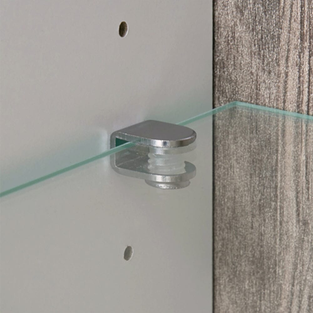 Furniture To Go Chelsea Living Low Display Cabinet 109cm Wide in White with a Truffle Oak Trim