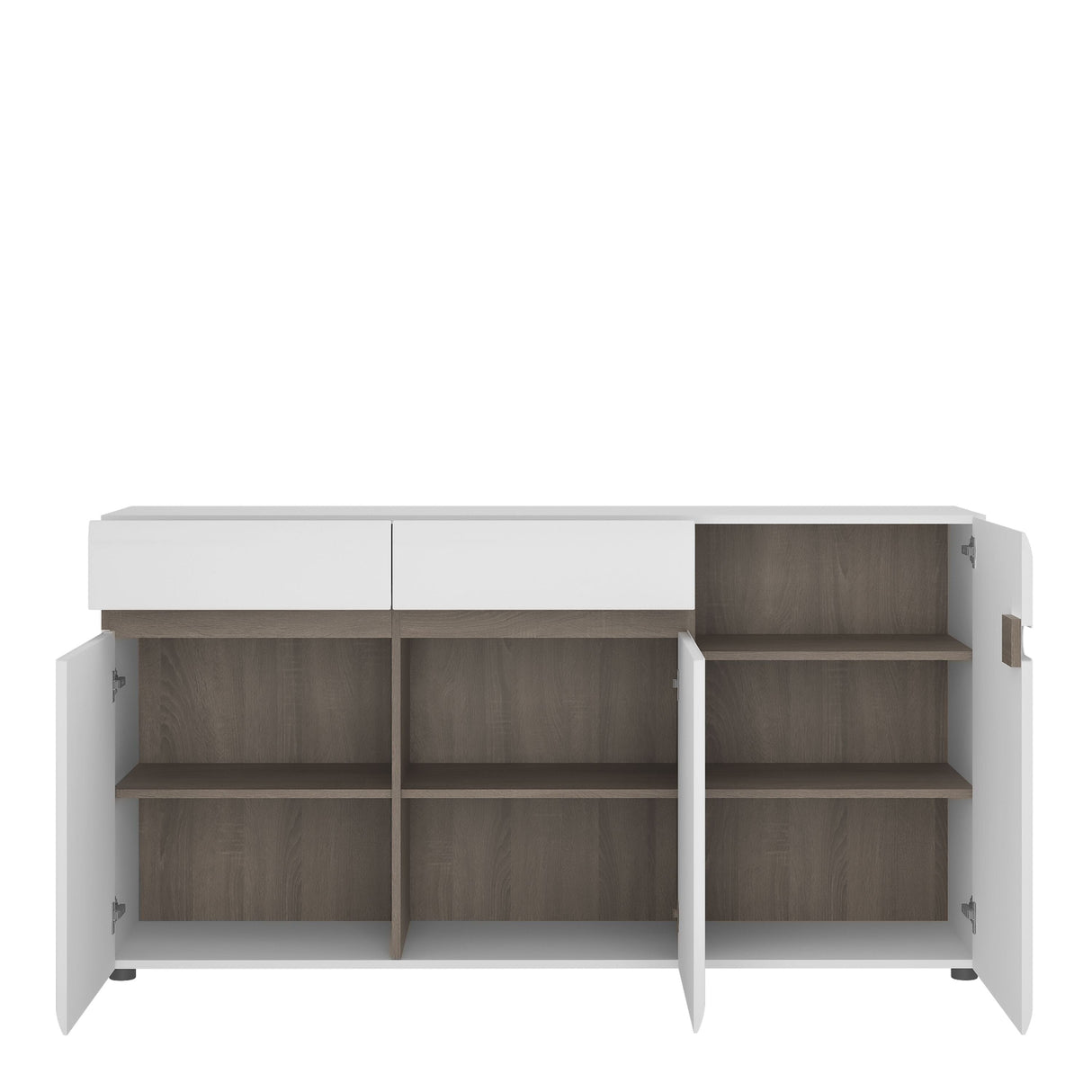 Furniture To Go Chelsea 2 Drawer 3 Door 164cm Wide Sideboard in Gloss White and Oak (4024044)