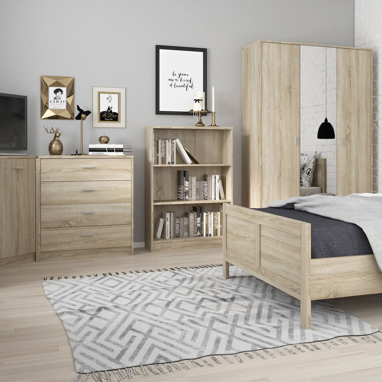 Furniture To Go 4 You Medium Wide Bookcase in Sonama Oak