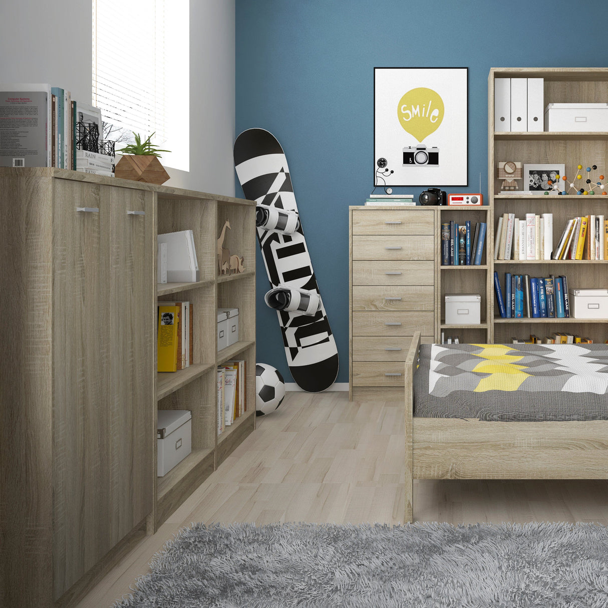 Furniture To Go 4 You Medium Wide Bookcase in Sonama Oak