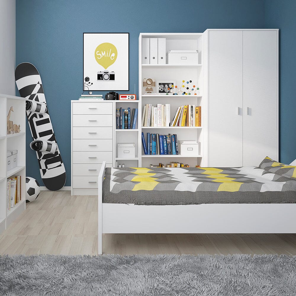 Furniture To Go 4 You Tall Narrow Bookcase in Pearl White