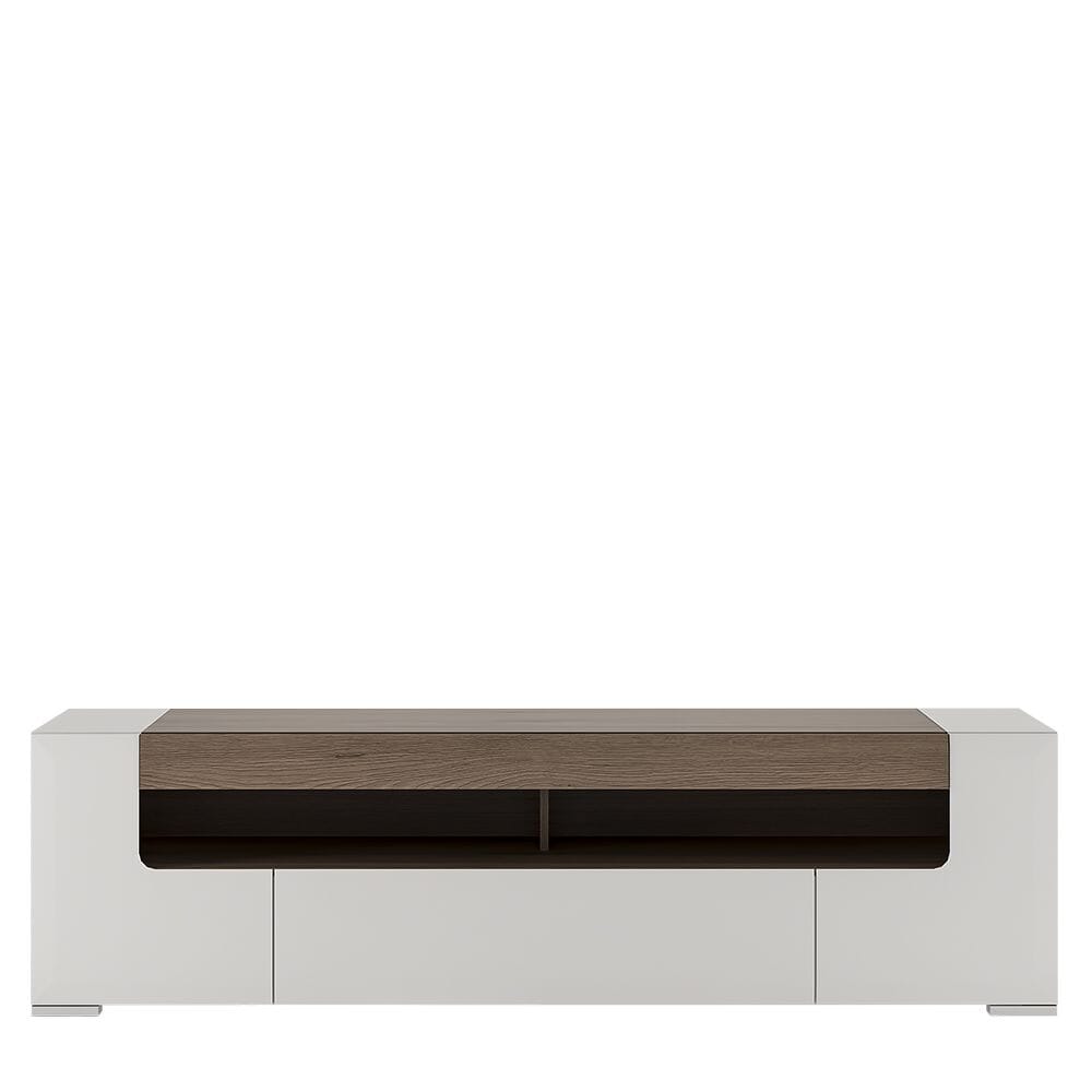 Furniture To Go Toronto 190cm Wide Oak and Gloss White TV Cabinet (4202244)
