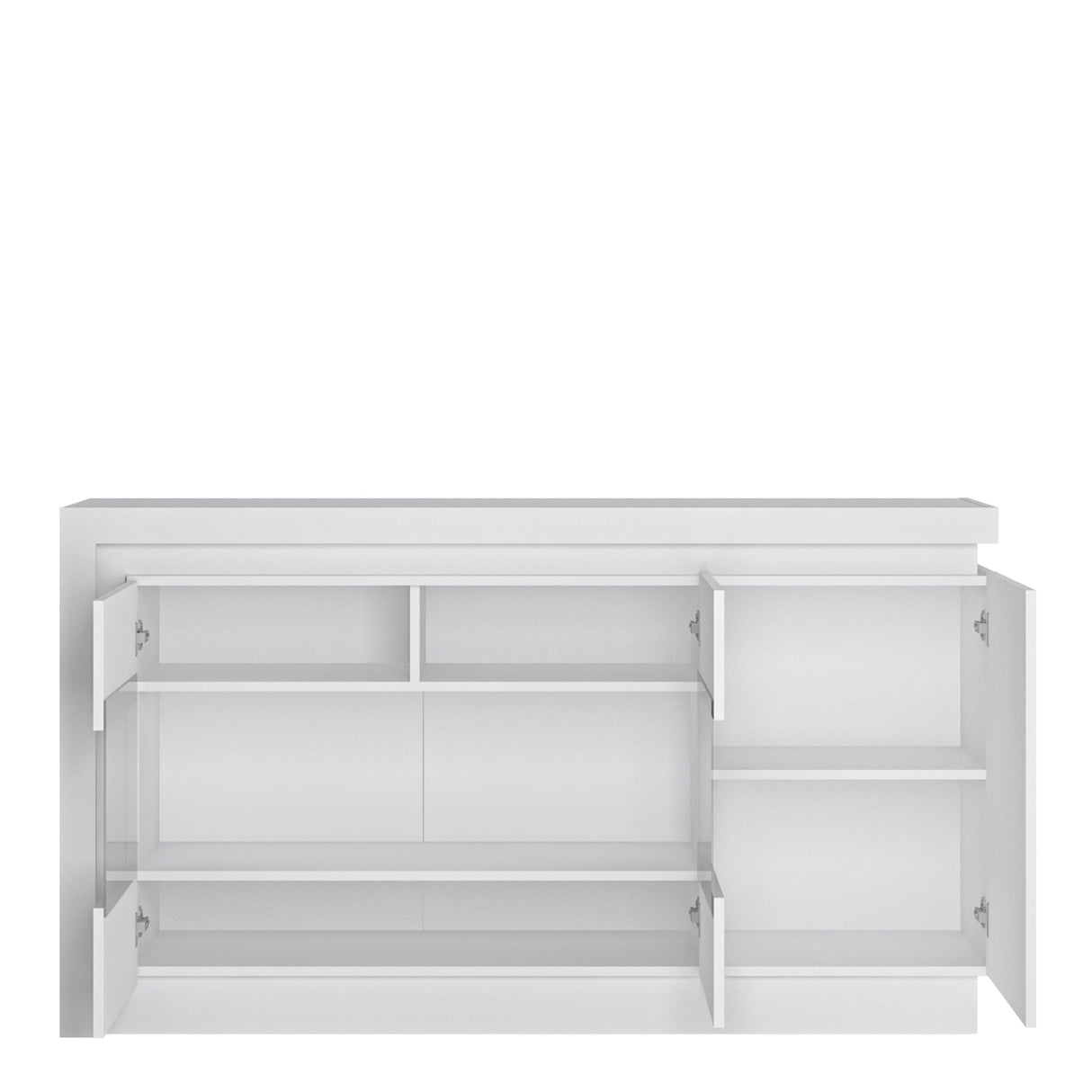 Furniture To Go Lyon 3 Door Glazed Sideboard (including LED lighting) in White and High Gloss