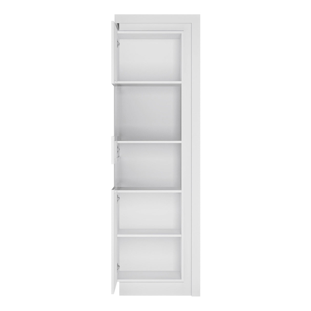 Furniture To Go Lyon Tall Narrow Display Cabinet (LHD) (including LED lighting) in White and High Gloss
