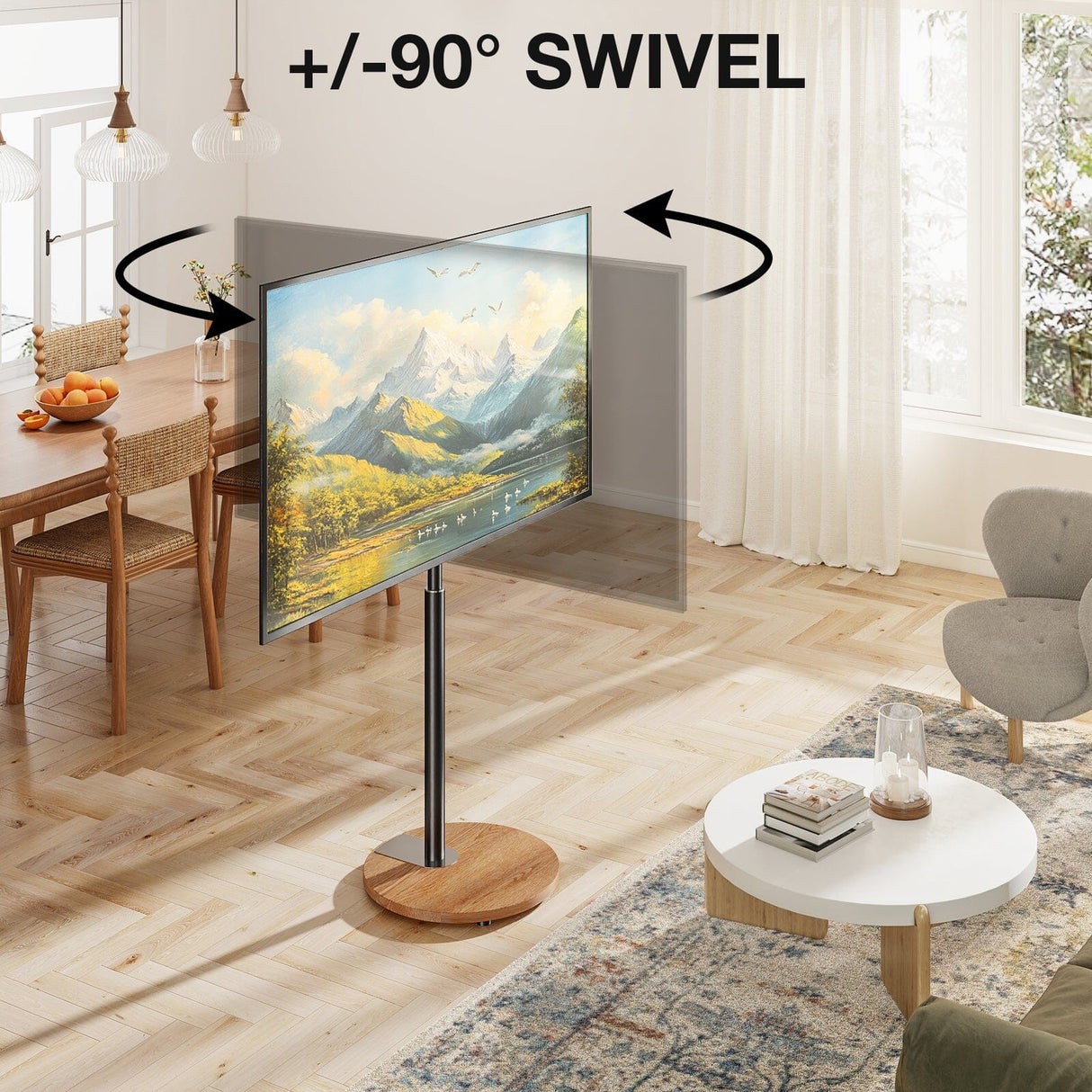 TTAP FSC-OAK TV Stand with Bracket for up to 65" TVs - Oak & Black