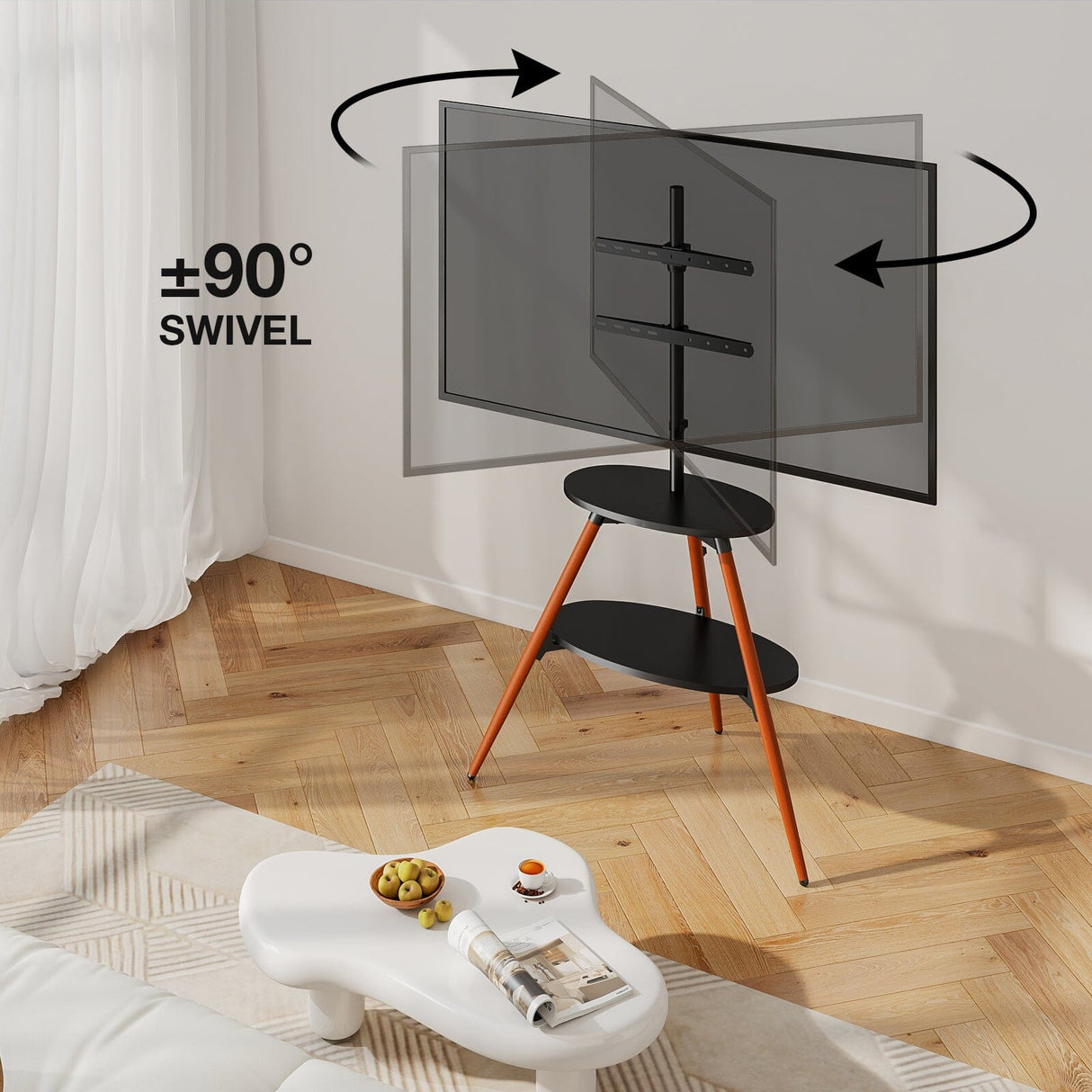 TTAP Ravello 65" TV Stand with Bracket - Walnut & Black