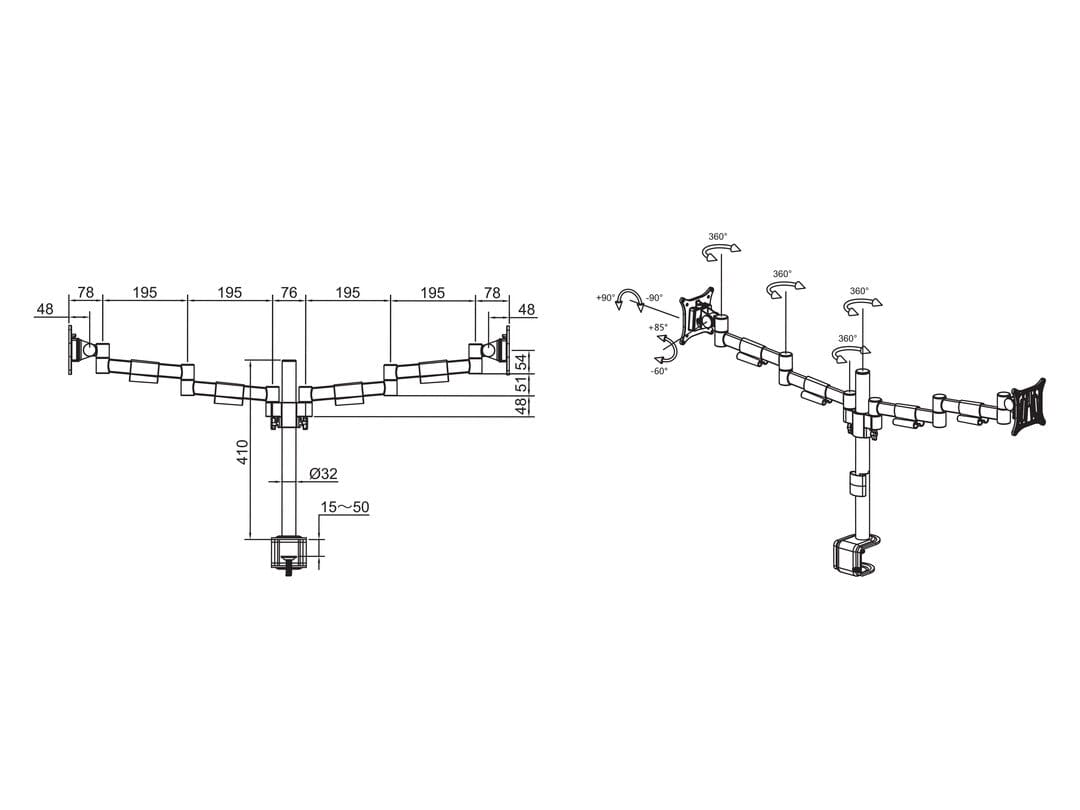 Multibrackets M VESA Deskmount Officeline Dual Black