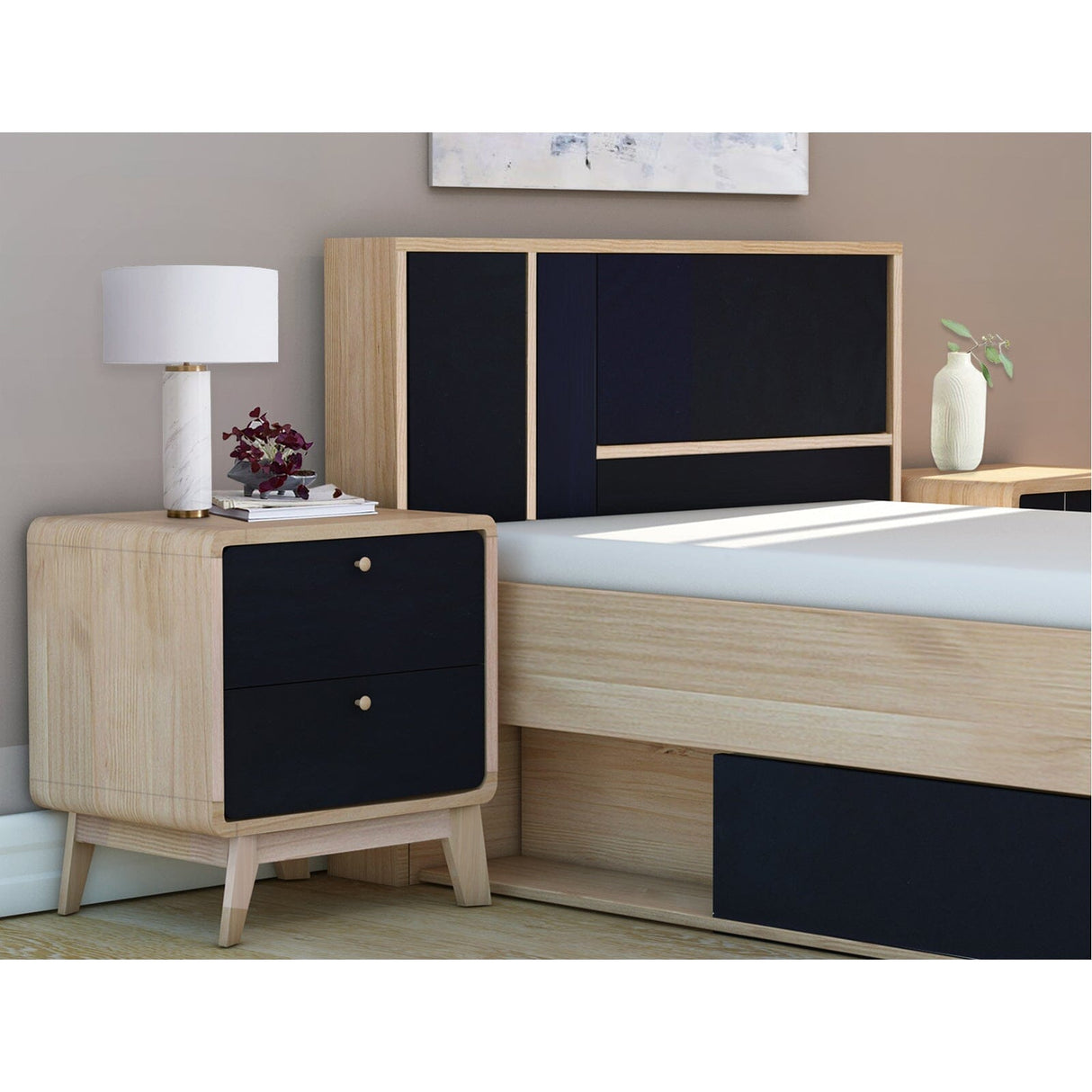 LOFT24 Cassie Nightstand - Oak & Black