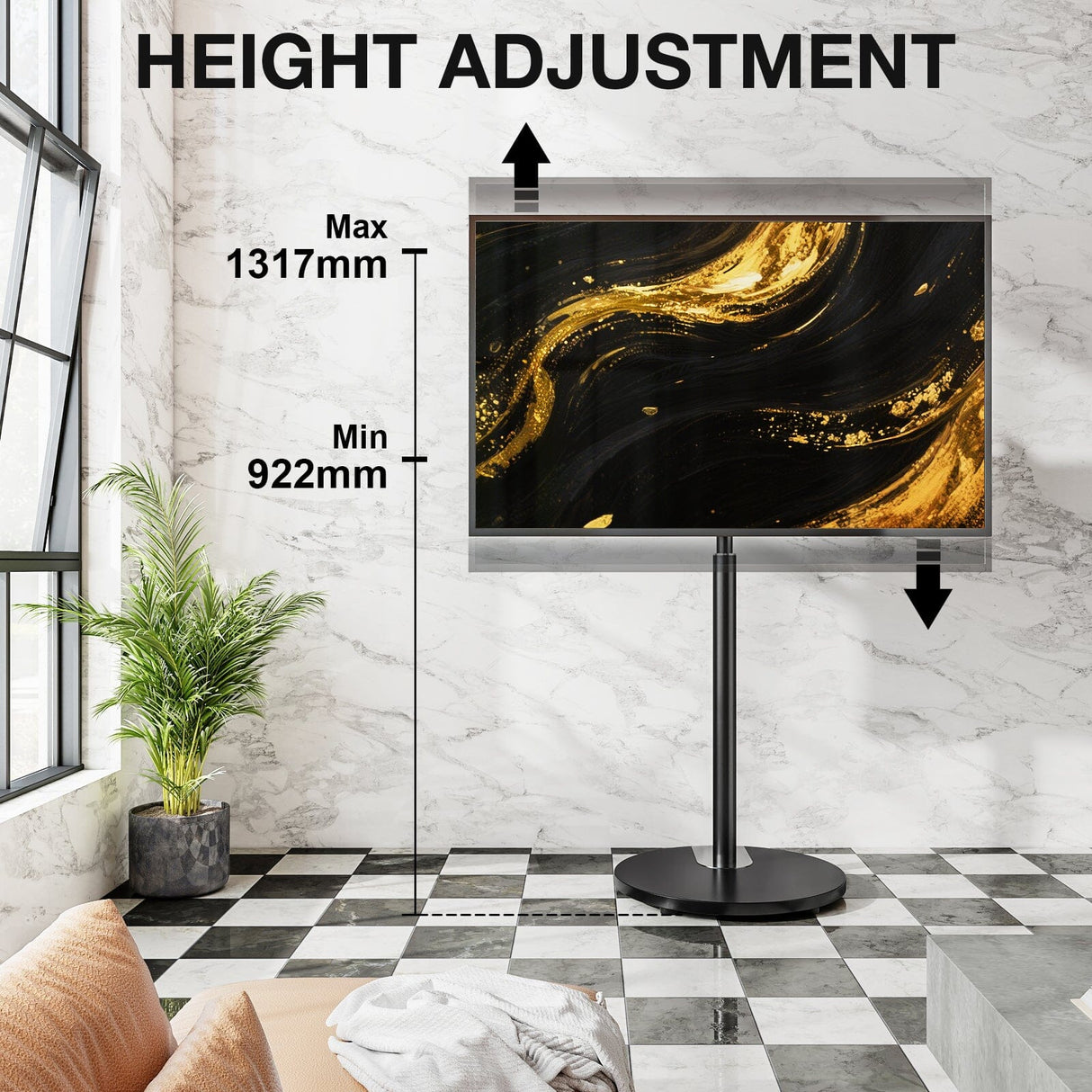 TTAP FSC-BLK TV Stand with Bracket for up to 65" TVs - Black