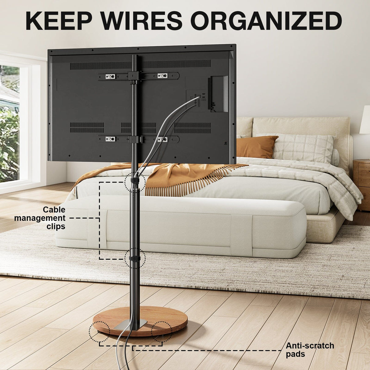 TTAP FSC-OAK TV Stand with Bracket for up to 65" TVs - Oak & Black
