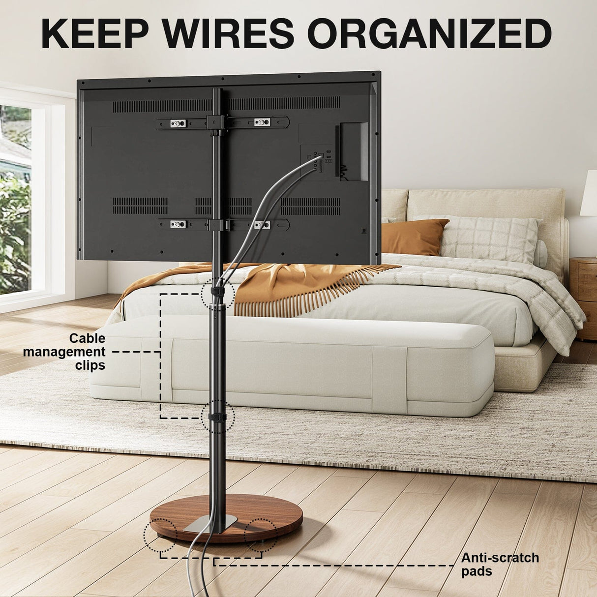 TTAP FSC-WAL TV Stand with Bracket for up to 65" TVs - Walnut and Black