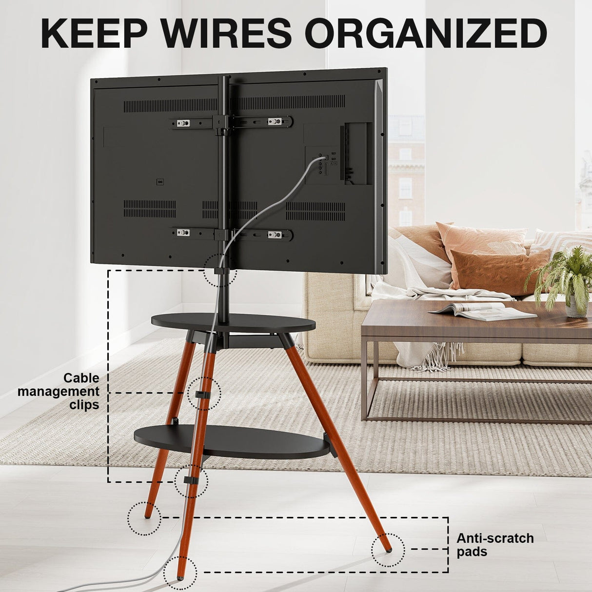 TTAP Ravello 65" TV Stand with Bracket - Walnut & Black