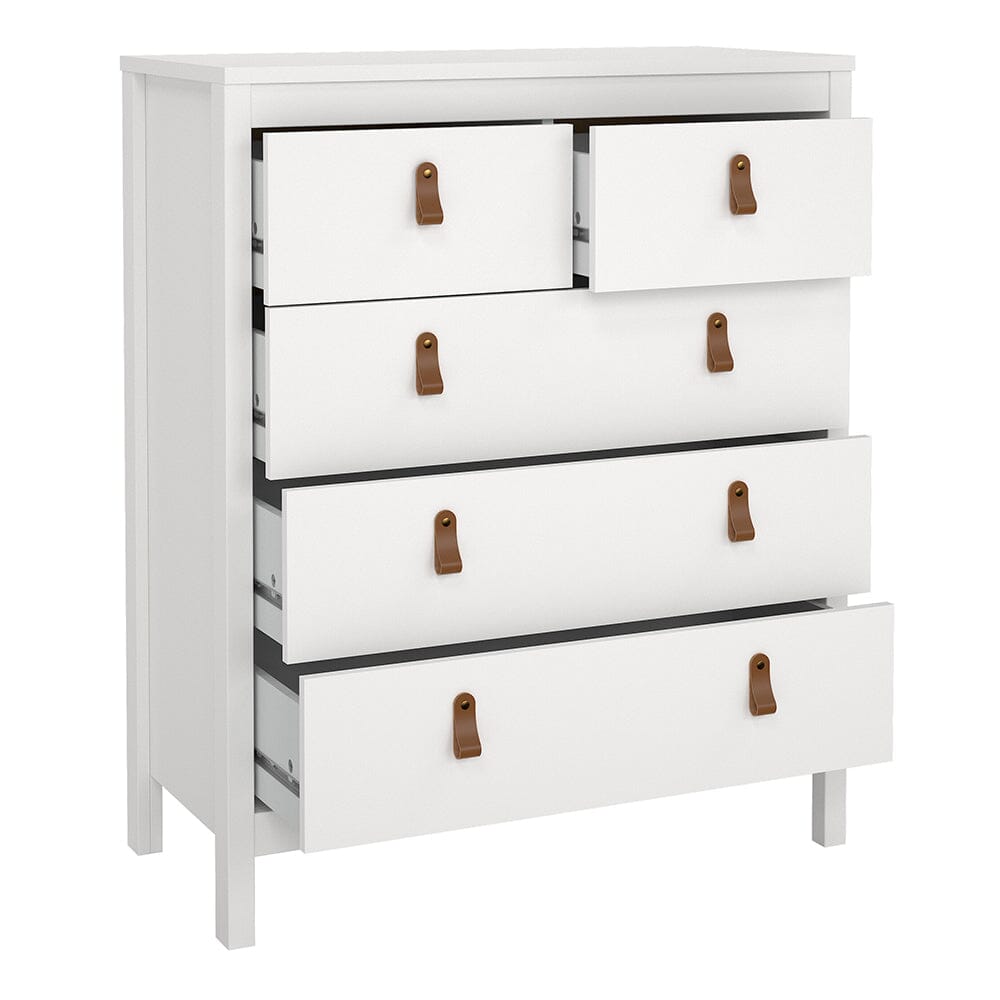 Furniture To Go Barcelona Package - Bedside Table 2 Drawers + Chest 5 Drawers + Wardrobe with 2 Doors in White