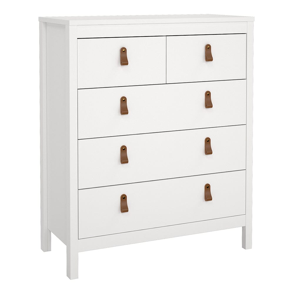 Furniture To Go Barcelona Package - Bedside Table 2 Drawers + Chest 5 Drawers + Wardrobe with 2 Doors in White